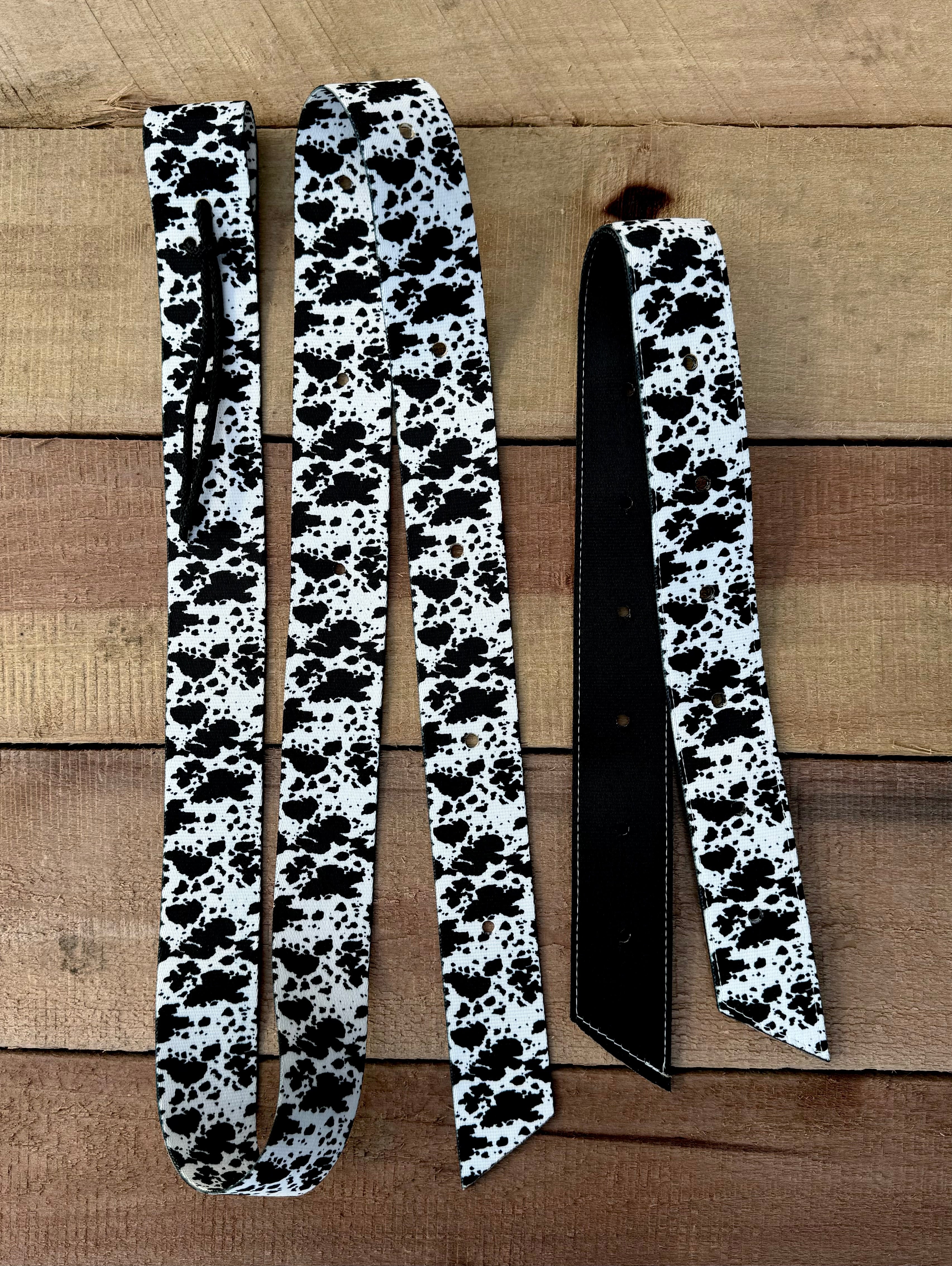Black Cow Print Latigo & Off-Billet Sets