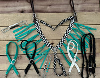 Checkered & Turquoise Mix & Match Tack Set with a Matching Beaded Curb