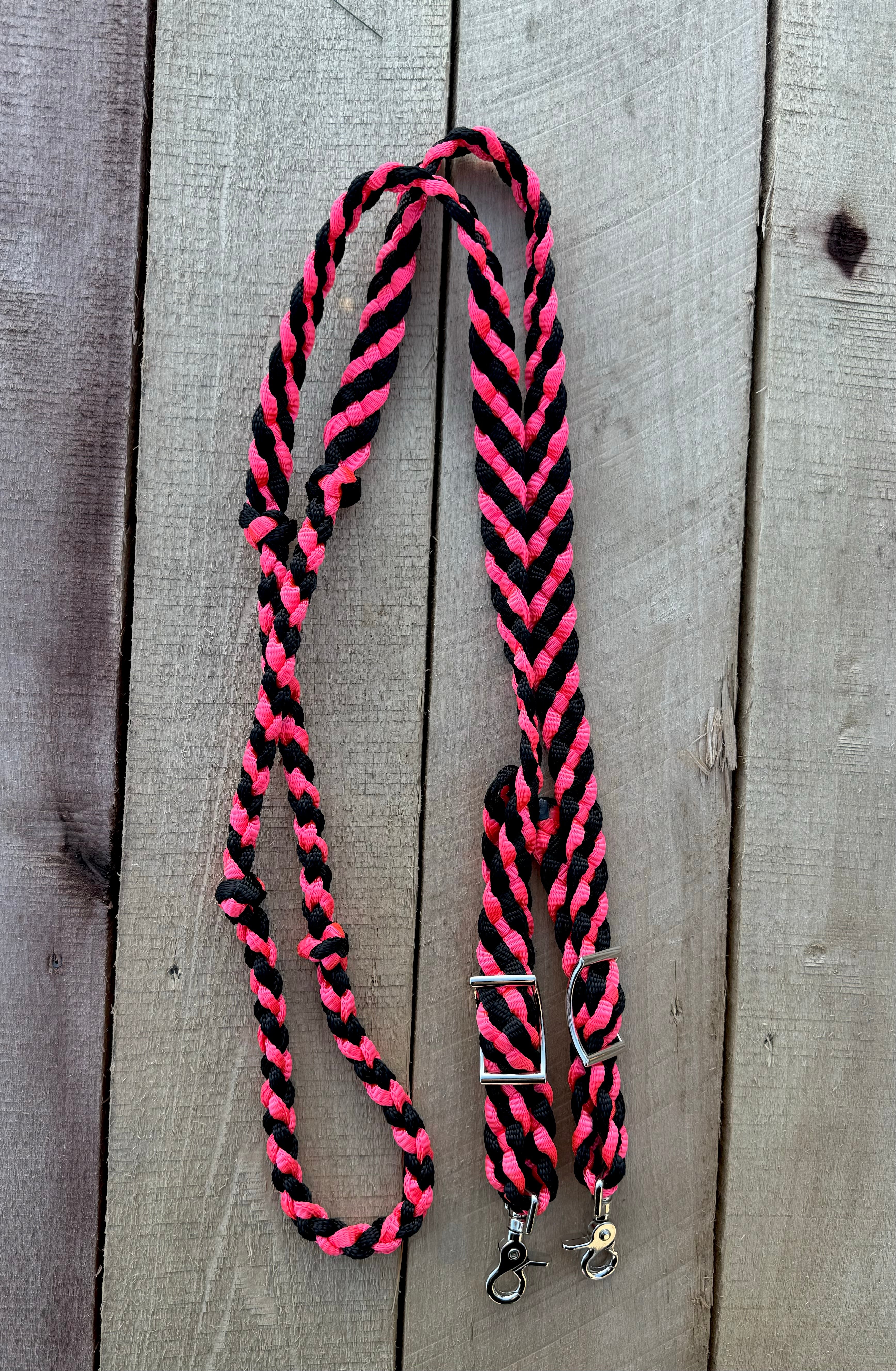 Black & Hot Pink Mule Tape Loop Reins